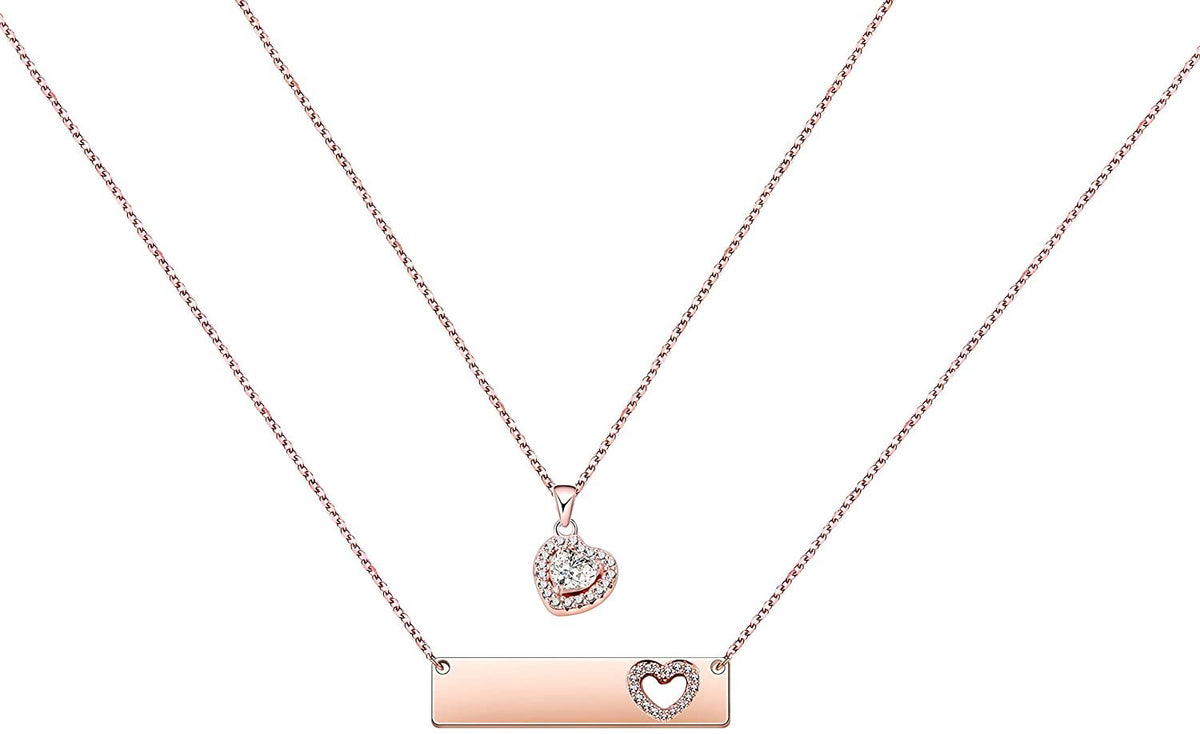 AKLuv™ Mother & Daughter Matching 'Cut Out' Heart Cubic Zirconia Necklace Set - 2,3,4 Pieces Mother Daughter Necklace AKLuv™ Two 