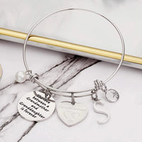 Load image into Gallery viewer, A&amp;PLUV™ Grandmother &amp; Granddaughter &quot;Forever Love&quot; Quote, Initial Letter Charm Bangle grandmother granddaughter necklace A&amp;PLUV™ 
