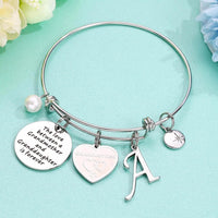 Load image into Gallery viewer, A&amp;PLUV™ Grandmother &amp; Granddaughter &quot;Forever Love&quot; Quote, Initial Letter Charm Bangle grandmother granddaughter necklace A&amp;PLUV™ 
