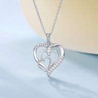 Load image into Gallery viewer, BelleLuv™ Grandmother S925 Sterling Silver Three Generation Hearts, Cubic Zirconia 18K Necklace grandmother necklace BelleLuv™ 
