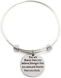 Load image into Gallery viewer, BLifeLUV™ 3-Piece Inspirational &quot;You are Braver...&quot; Quote Stainless Steel Expandable Bracelet BLifeLUV™ 
