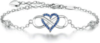 Load image into Gallery viewer, BLINGLuv™ Wife Infinity Heart Bracelet - S925 Sterling Silver, Cubic Zirconia, Love Heart Charms BLINGLuv™ 
