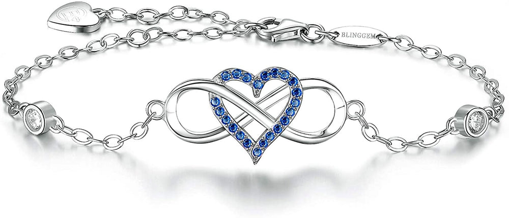 BLINGLuv™ Wife Infinity Heart Bracelet - S925 Sterling Silver, Cubic Zirconia, Love Heart Charms BLINGLuv™ 