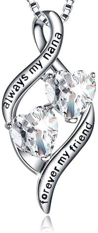 Load image into Gallery viewer, BLuv™ Grandmother S925 Sterling Silver &quot;Forever My Friend&quot; Quote Infinity Crystal Hearts Necklace grandmother necklace BLuv™ 
