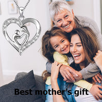 Load image into Gallery viewer, BLuv™ S925 Sterling Silver Mother &amp; Child Love Heart Diamond Accent Stone Necklace Mother Daughter Necklace BLuv™ 
