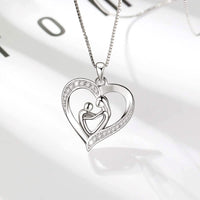 Load image into Gallery viewer, BLuv™ S925 Sterling Silver Mother &amp; Child Love Heart Diamond Accent Stone Necklace Mother Daughter Necklace BLuv™ 
