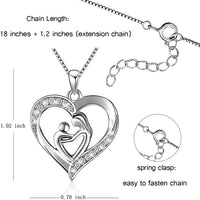 Load image into Gallery viewer, BLuv™ S925 Sterling Silver Mother &amp; Child Love Heart Diamond Accent Stone Necklace Mother Daughter Necklace BLuv™ 
