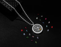 Load image into Gallery viewer, CHLuv™ I Love You to the Moon and Back Family Tree of Life Floating Charms Memory Locket Necklace with Created Birthstone Gifts for Mom CHLuv™ 
