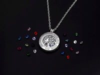 Load image into Gallery viewer, CHLuv™ I Love You to the Moon and Back Family Tree of Life Floating Charms Memory Locket Necklace with Created Birthstone Gifts for Mom CHLuv™ 
