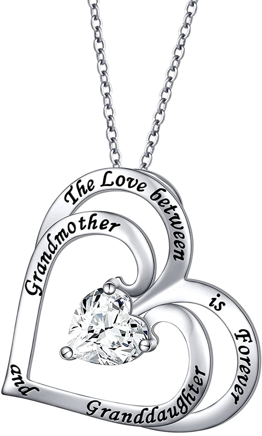 DCHLuv™ Grandmother + Granddaughter S925 Sterling Silver "Love Forever" Quote Heart Crystal Necklace grandmother granddaughter necklace DCHLuv™ 