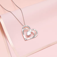 Load image into Gallery viewer, DCHLuv™ Grandmother + Granddaughter S925 Sterling Silver &quot;Love Forever&quot; Quote Heart Crystal Necklace grandmother granddaughter necklace DCHLuv™ 
