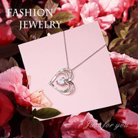 Load image into Gallery viewer, DCHLuv™ Grandmother + Granddaughter S925 Sterling Silver &quot;Love Forever&quot; Quote Heart Crystal Necklace grandmother granddaughter necklace DCHLuv™ 
