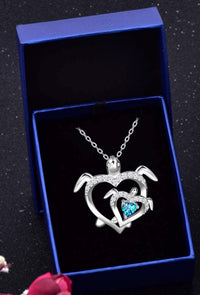 Load image into Gallery viewer, DSLuv™ S925 Sterling Silver TURTLE Mother &amp; Daughter Cubic Zirconia Heart Necklace Mother Daughter Necklace DSLuv™ 
