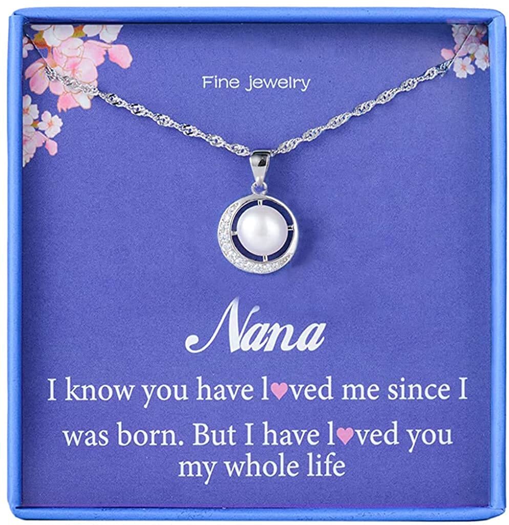 GiftLuv™ Grandmother Cubic Zirconia Moon Crystal, White Gold Plated Necklace w/ Message Card grandmother necklace GiftLuv™ 