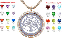 Load image into Gallery viewer, GKLuv™ Family Tree Floating Locket Neckace, 18K Gold Plated, &#39;Families Forever&#39; Quote, 24 Birthstones iluvfamily 
