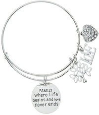 Load image into Gallery viewer, InfinityLUV™ Family Tree Bracelet &quot;Where Life Begins&quot; Quote, Love Heart Charms InfinityLUV™ 
