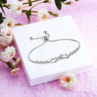 Load image into Gallery viewer, InfinityLuv™ MOM Heart Infinity Symbol Cubic Zirconia - White Gold Plated Bracelet Mother Bracelet InfinityLuv™ 
