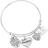 Load image into Gallery viewer, InfinityLuv™ Silver Daughter &quot;Never Far Apart&quot; Quote Charms Bangle daughter bracelet InfinityLuv™ 
