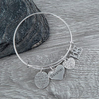 Load image into Gallery viewer, InfinityLuv™ Silver Daughter &quot;Never Far Apart&quot; Quote Charms Bangle daughter bracelet InfinityLuv™ 
