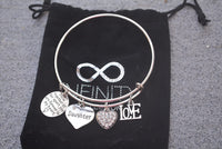 Load image into Gallery viewer, InfinityLuv™ Silver Daughter &quot;Never Far Apart&quot; Quote Charms Bangle daughter bracelet InfinityLuv™ 
