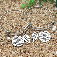 Load image into Gallery viewer, JQLuv™ GrandMother &amp; Granddaughter Matching &#39;Half Heart&#39; Forever Love Quote Bangle 2pc Set grandmother granddaughter bracelet JQLuv™ 
