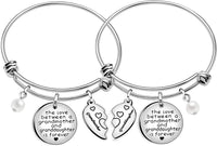 Load image into Gallery viewer, JQLuv™ GrandMother &amp; Granddaughter Matching &#39;Half Heart&#39; Forever Love Quote Bangle 2pc Set grandmother granddaughter bracelet JQLuv™ 
