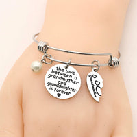 Load image into Gallery viewer, JQLuv™ GrandMother &amp; Granddaughter Matching &#39;Half Heart&#39; Forever Love Quote Bangle 2pc Set grandmother granddaughter bracelet JQLuv™ 
