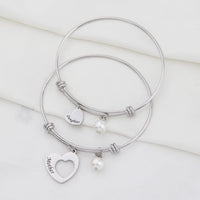 Load image into Gallery viewer, KYLuv™ Mother &amp; Daughter Matching &#39;Cut Out&#39; Heart Bangle Set - 2 Piece mother daughter bangle KYLuv™ 
