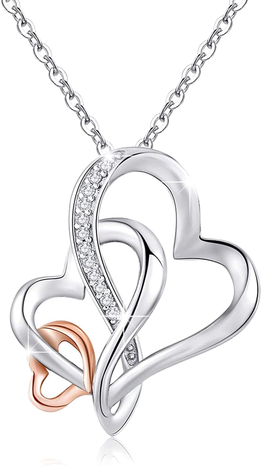 MEDLuv™ Grandmother S925 Sterling Silver Three Generation Infinity Hearts Cubic Zirconia Necklace grandmother necklace MEDLuv™ 