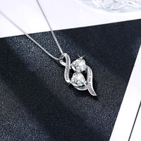Load image into Gallery viewer, MTGLuv™ S925 Sterling Silver Mother &quot;Forever My Friend&quot; Double Heart Cubic Zirconia Necklace mother necklace MTGLuv™ 
