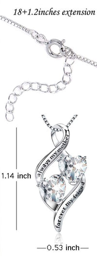 Load image into Gallery viewer, MTGLuv™ S925 Sterling Silver Mother &quot;Forever My Friend&quot; Double Heart Cubic Zirconia Necklace mother necklace MTGLuv™ 
