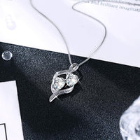 Load image into Gallery viewer, MTGLuv™ S925 Sterling Silver Mother &quot;Forever My Friend&quot; Double Heart Cubic Zirconia Necklace mother necklace MTGLuv™ 
