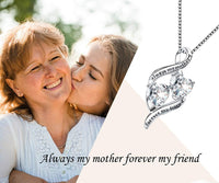 Load image into Gallery viewer, MTGLuv™ S925 Sterling Silver Mother &quot;Forever My Friend&quot; Double Heart Cubic Zirconia Necklace mother necklace MTGLuv™ 
