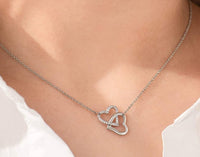 Load image into Gallery viewer, M&amp;VLuv™ Grandmother Interlocking Hearts, White Gold Plated + Cubic Zirconia Necklace w/ Message Card grandmother necklace M&amp;VLuv™ 

