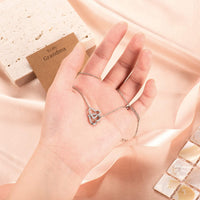 Load image into Gallery viewer, M&amp;VLuv™ Grandmother Interlocking Hearts, White Gold Plated + Cubic Zirconia Necklace w/ Message Card grandmother necklace M&amp;VLuv™ 
