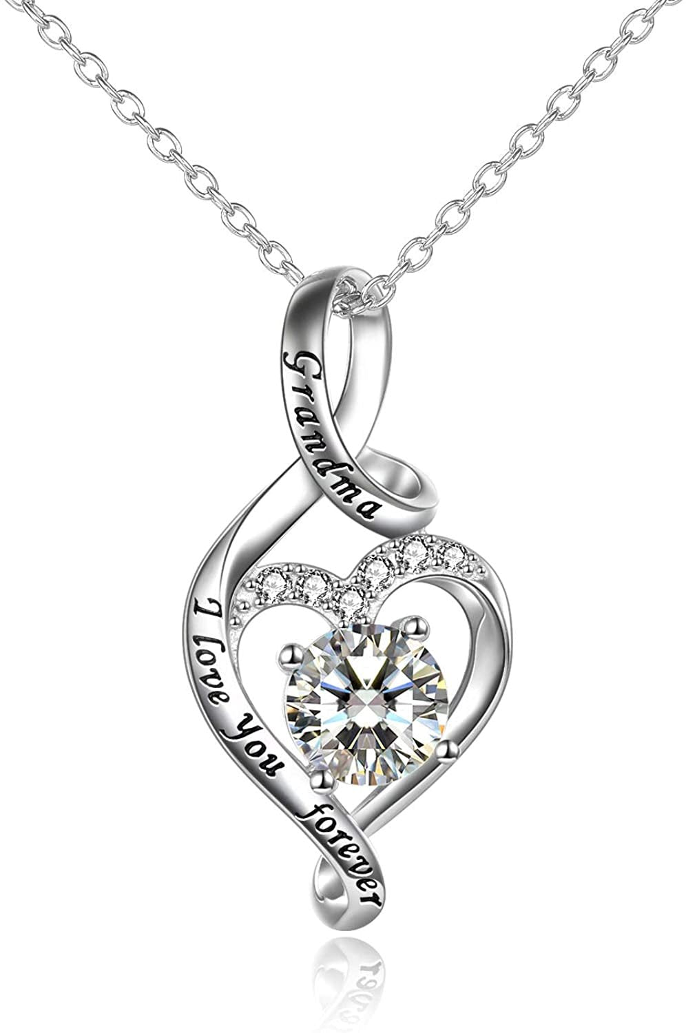 POPLuv™ S925 Sterling Silver "Grandma: I Love You Forever" Quote Infinity Heart Necklace grandmother necklace POPLuv™ 