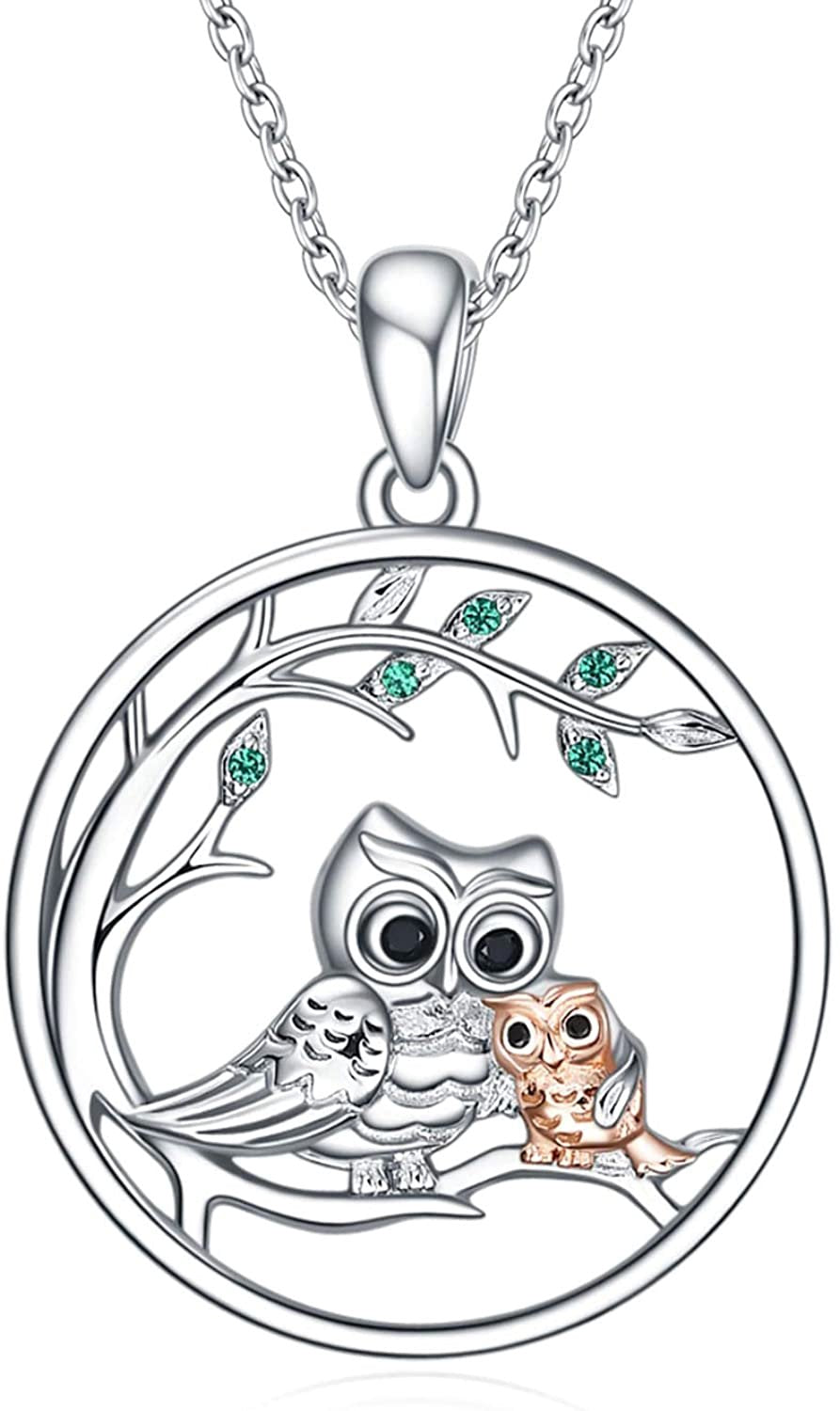 POPLuv™ S925 Sterling Silver OWL Mother & Daughter Tree Branch Necklace Mother Daughter Necklace POPLuv™ 