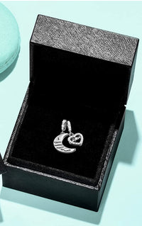 Load image into Gallery viewer, QueenLuv™ S925 Sterling Silver MOM &quot;Love You to Moon&quot; Cubic Zirconia Heart Pendant Charms mother charm QueenLuv™ 
