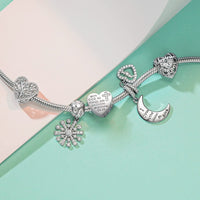 Load image into Gallery viewer, QueenLuv™ S925 Sterling Silver MOM &quot;Love You to Moon&quot; Cubic Zirconia Heart Pendant Charms mother charm QueenLuv™ 
