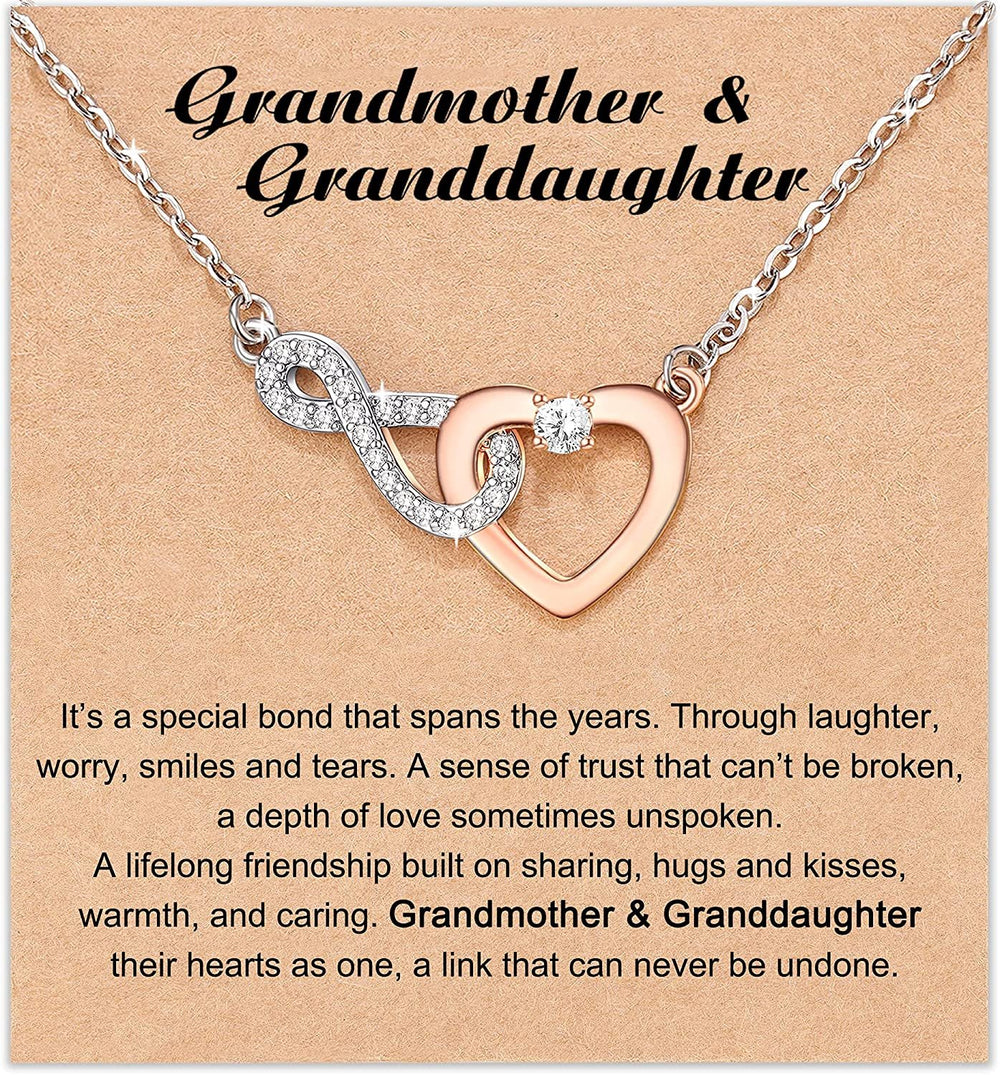 SHYLuv™ Grandmother + Granddaughter Heart Infinity Cubic Zirconia, Rose Gold Necklace grandmother granddaughter necklace SHYLuv™ 