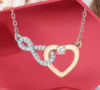 Load image into Gallery viewer, SHYLuv™ Grandmother + Granddaughter Heart Infinity Cubic Zirconia, Rose Gold Necklace grandmother granddaughter necklace SHYLuv™ 
