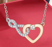 Load image into Gallery viewer, SHYLuv™ Mother &amp; Daughter Heart Infinity Cubic Zirconia - White Rose Gold Plated Necklace Mother Daughter Necklace SHYLuv™ 
