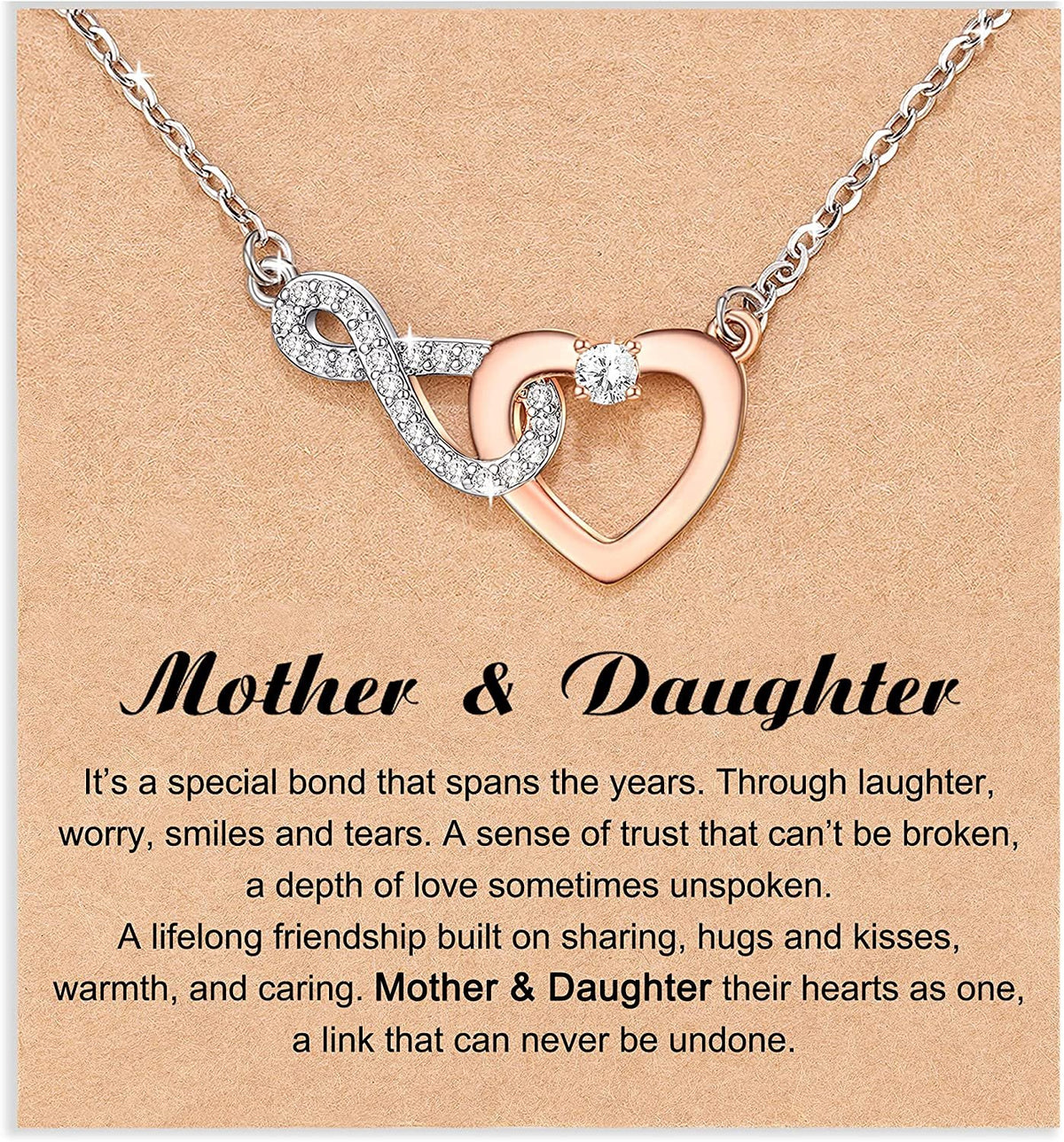 SHYLuv™ Mother & Daughter Heart Infinity Cubic Zirconia - White Rose Gold Plated Necklace Mother Daughter Necklace SHYLuv™ 