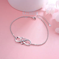 Load image into Gallery viewer, SilverMLUV™ S925 Sterling Silver &quot;I Love You Mom&quot; Quote Infinity Heart Bracelet - Mother Gift Mother Bracelet SilverMLUV™ 
