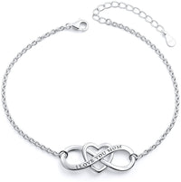 Load image into Gallery viewer, SilverMLUV™ S925 Sterling Silver &quot;I Love You Mom&quot; Quote Infinity Heart Bracelet - Mother Gift Mother Bracelet SilverMLUV™ 
