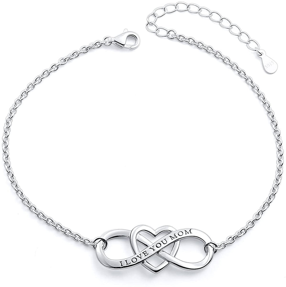 SilverMLUV™ S925 Sterling Silver "I Love You Mom" Quote Infinity Heart Bracelet - Mother Gift Mother Bracelet SilverMLUV™ 